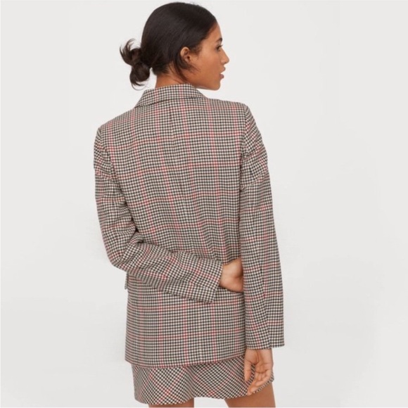 H&M Red and Brown Houndstooth Blazer EUC - Picture 3 of 5